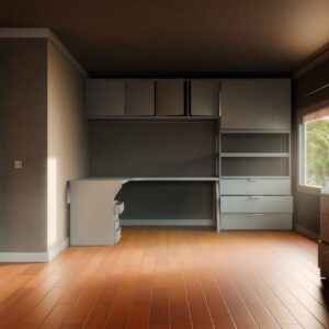 An empty domestic bedroom in daylight
